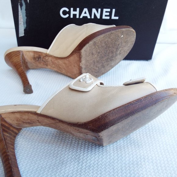 Chanel Vintage CC Turn Lock Accent Slip-On Sandals - Picture 3 of 8